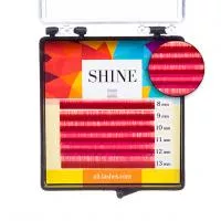 Ресницы цветные elSHINE (Шайн) (ярко-розовые), микс, 6 лент